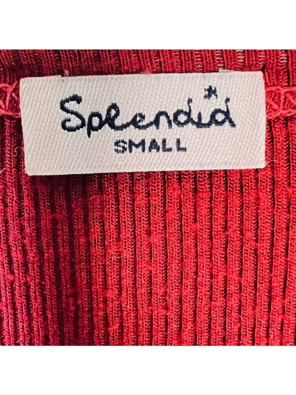 Oxblood Red Ribbed Long Sleeve Soft Stretch Fitted Layering Tee Minimalist Sz S - Picture 4 of 11